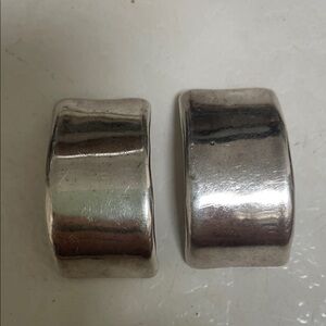 Silver 925 Wide Clip Hoop Earrings